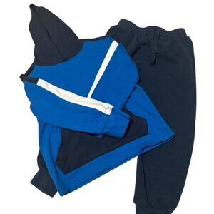Boys Hooded 2 Tone Blue Sweatsuit-Size 4 Top/Size 6 Pant-Elastic Waist